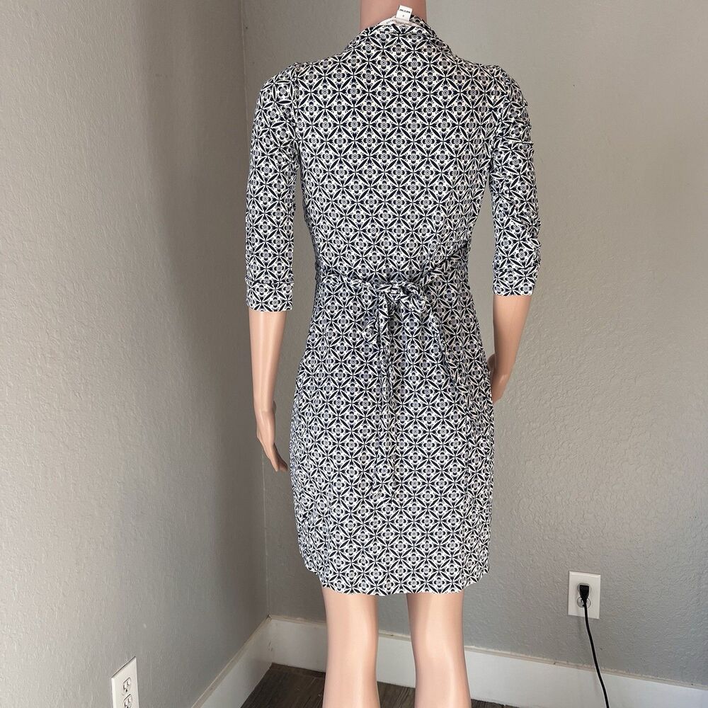 Diane Von Furstenberg Black Wrap Dress Midi 3/4 Sleeve Sz 0 stretch #47 - Picture 6 of 9